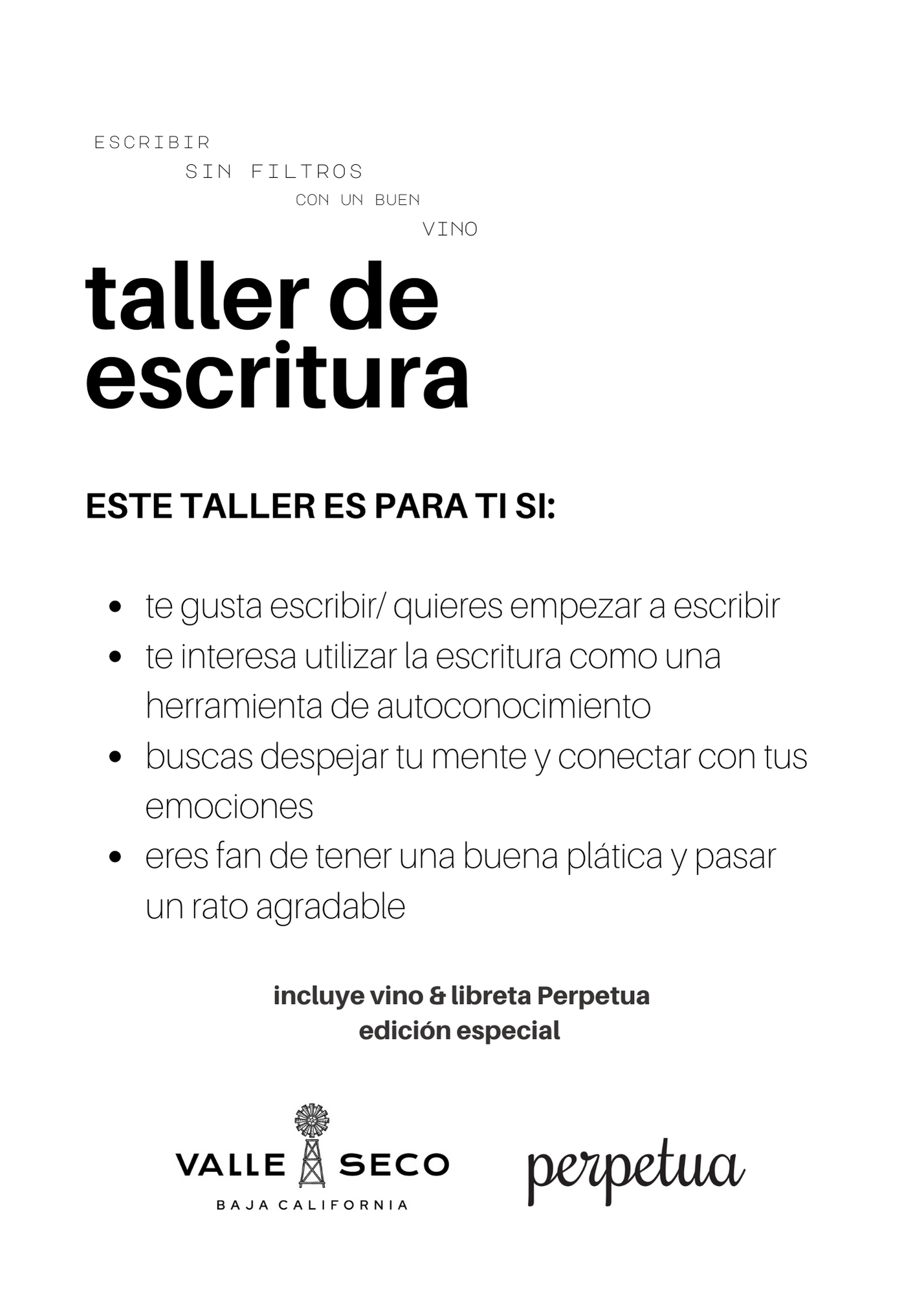 taller de escritura + vino