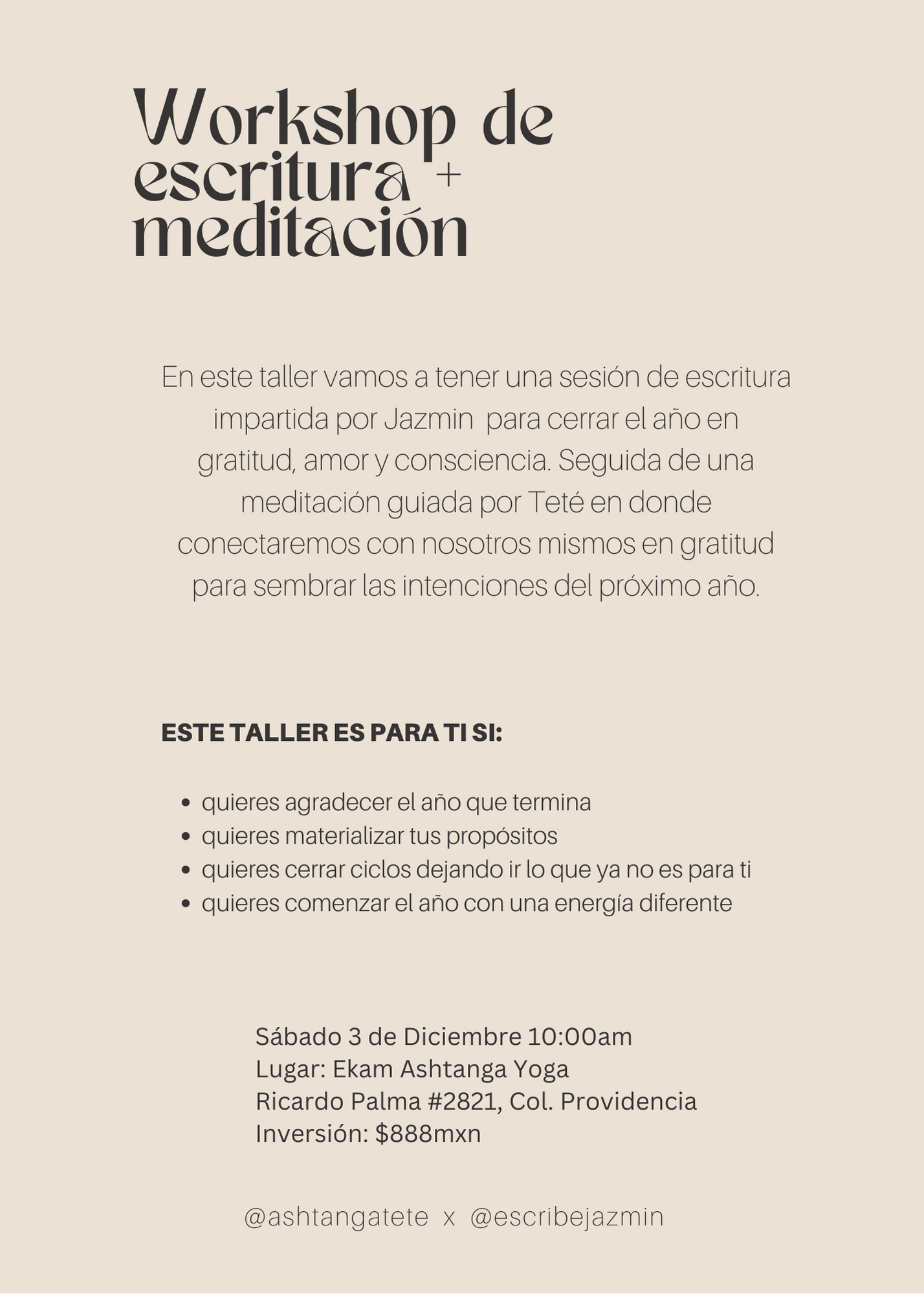 Workshop de escritura + meditación